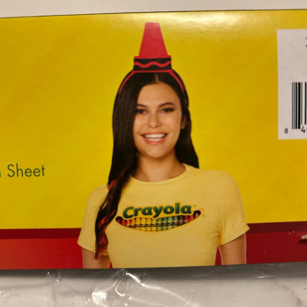 Red Crayon Kit Costume, One Size ,Head piece & Sticker Adult & Kids